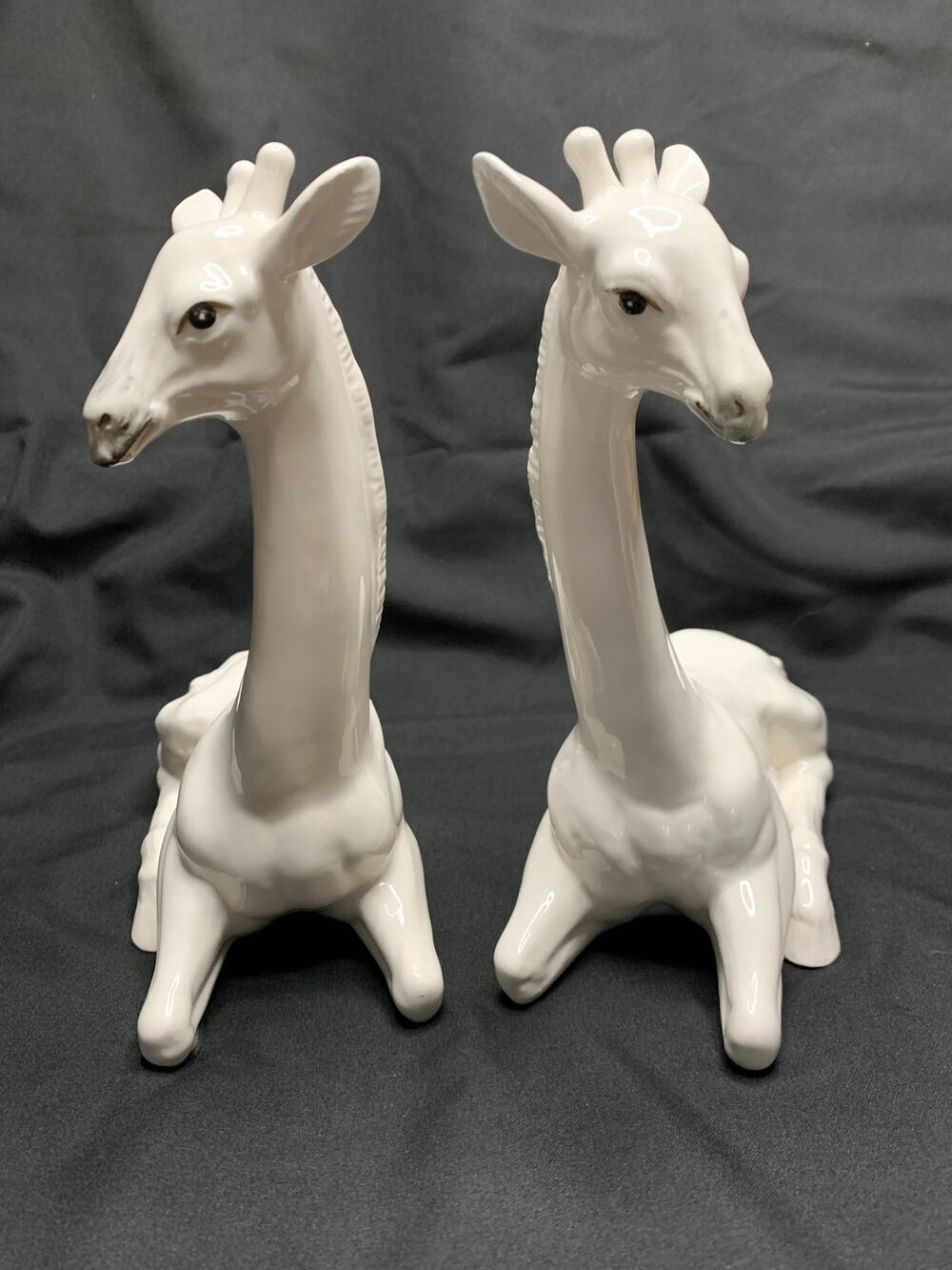 Vintage Fitz & Floyd White Porcelain Giraffe Pair Japan 1987 Figurines Decor